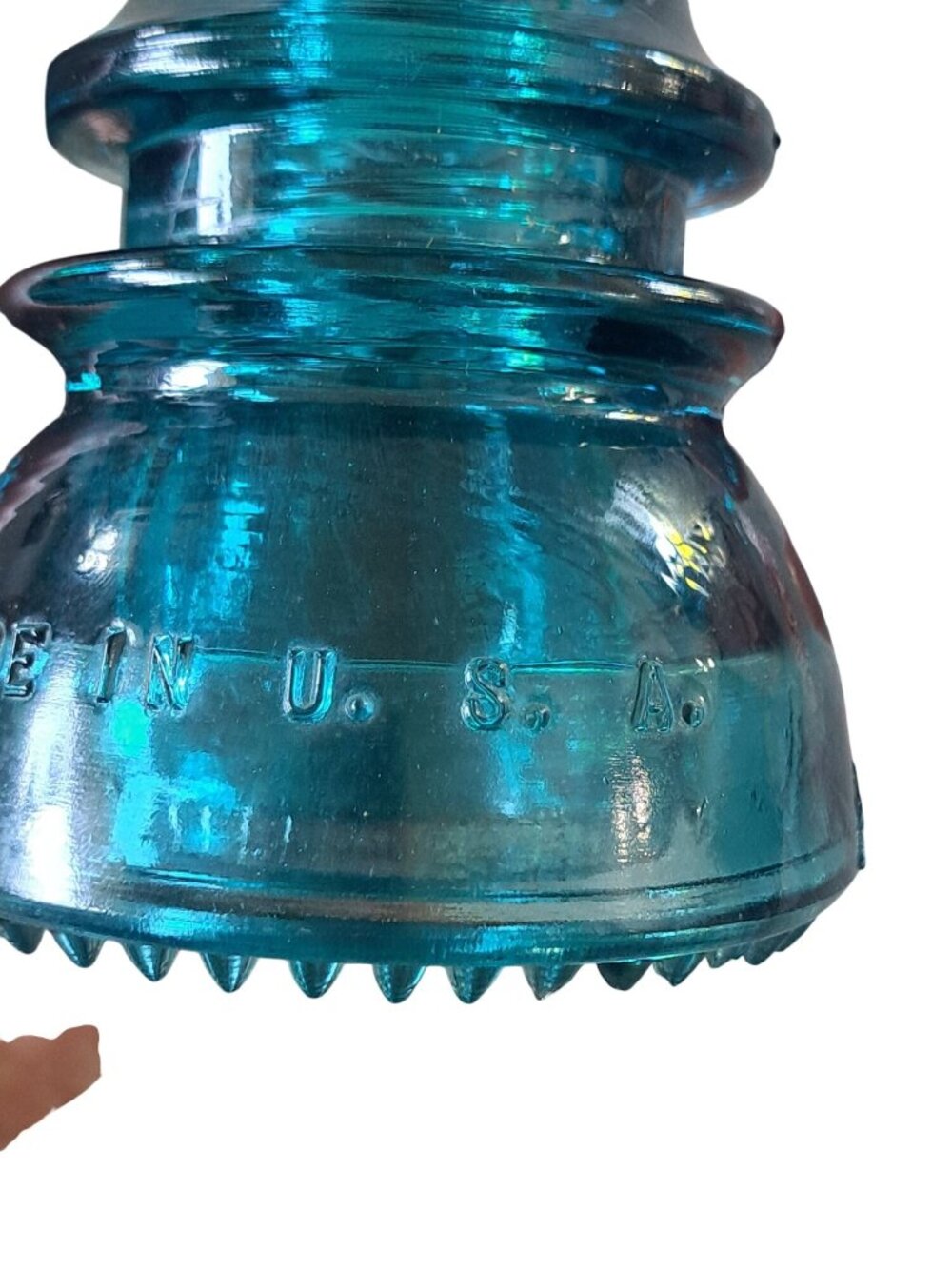 Hemingray No. 42 Aqua Glass Telephone Insulator Double Petticoat USA 1921-1950s - Picture 2 of 3